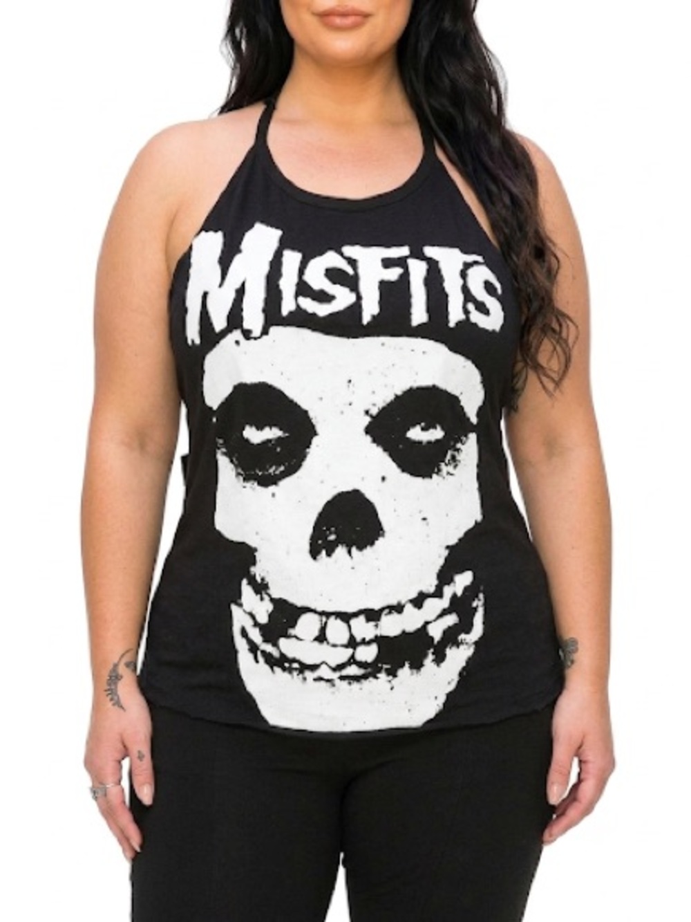 MISFITS Black Custom Distressed Halter Tank